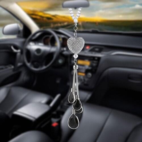 Multi Car Rearview Mirror Crystal Pendant Heart Shape Gift Hanging Ornament With Hanging Ornament Aerosphere Colorful X8E5