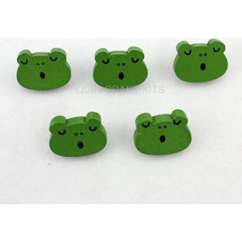 Set of 400pcs Cute head wood wooden Buttons shank button green 18mm cabs,beads,fit for sewing on the education toy MK0095
