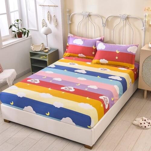 100% cotton fitted sheet 3pc Nordic style bedding bed cover 150*200cm fitted bed sheet 180*200cm Mattress cover fitted cover