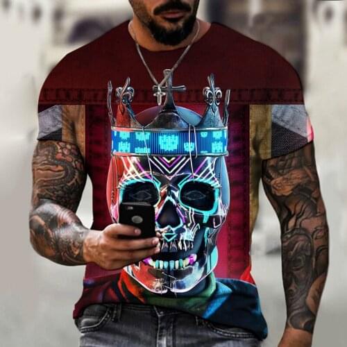 New Mens Skull Crown Design T-shirt Sexy Designer Created a Variety of European and American Fashion Style Top Size Xxs-6xl