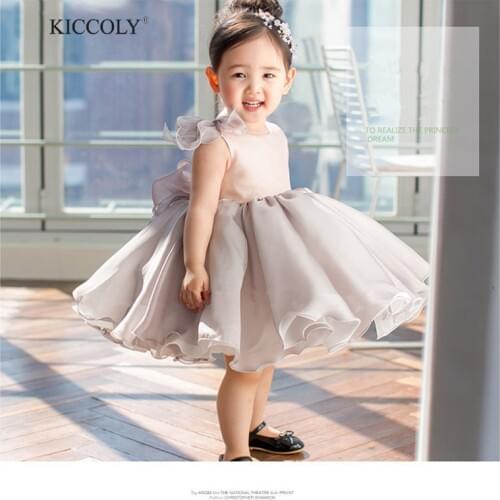 2017 New Summer Baby Girl Dress Sleeveless 6m-24m Baby Girls Birthday Dresses Big Bow Vestido Infant baptism Christening dresses