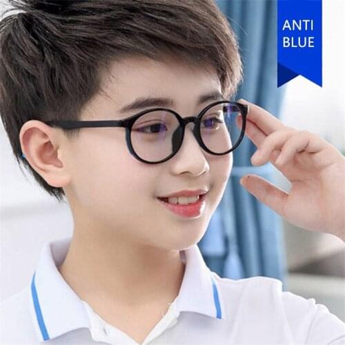 Blue Light Blocking Spectacles Anti Eyestrain Decorative Kids Glasses Light Computer Radiation Protection Round Glasses KAB002