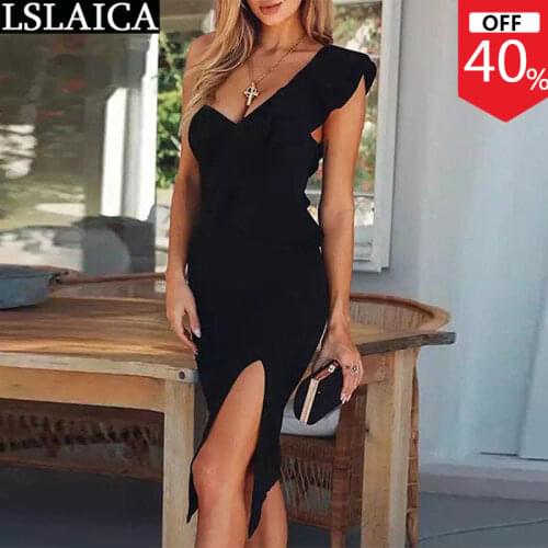 Wholesale Items Elegant Casual Womens Dresses Sleeveless High Waist Backless Black Dress for Women Hem Split Sexy Club Dresses