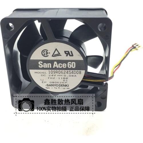 Original 109R0624S4D08 24V 0.08A 6CM 6025 printer inverter servo cooling fan