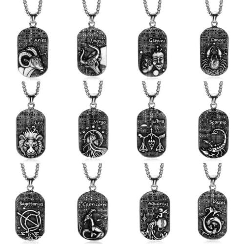 12Zodiac Signs 45mm Stainless Steel Necklace Horoscope Choker Necklace Constellations Virgo Leo Collar Women Jewelry Birth Gift
