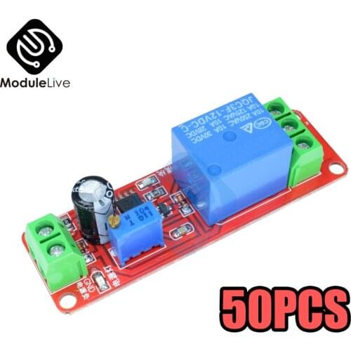 50PCS DC 12V NE555 Delay Relay shield Timer Switch Adjustable Module 0 to 10 Second Module Board Wholesale