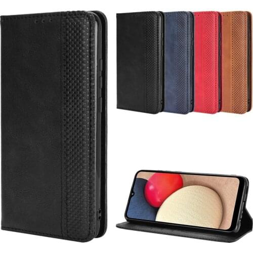 Luxury Retro Slim Leather Flip Cover For Samsung Galaxy A02s Case Wallet Card Stand Magnetic Book Cover For Samsung A02s EU Case