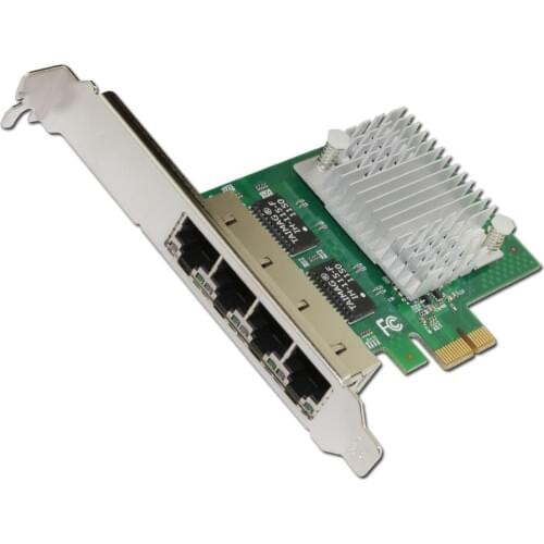 E350T4 PCI-E X1 Quad Port 10/100/1000Mbps Gigabit Ethernet Network Card Server Adapter LAN intel I350-T4 NIC