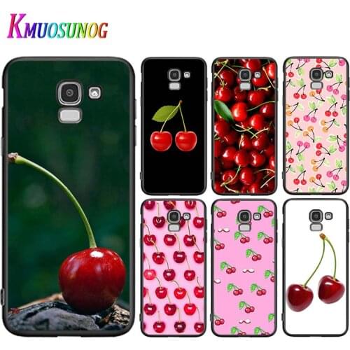 Pink Cherries For Samsung Galaxy J2 J3 J4 Core J5 J6 J7 J8 Prime duo Plus 2018 2017 2016 Silicone Phone Case