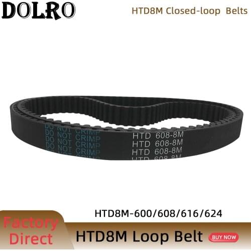 HTD 8M synchronous belt C=600/608/616/624 width 15/20/25/30/40/50mm Teeth 75 76 77 78 HTD8M Timing Belt 600-8M 608-8M 616-8M