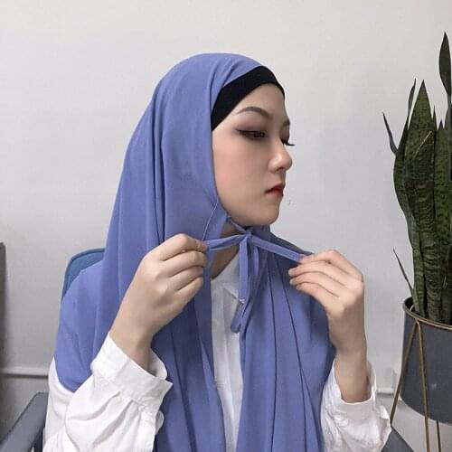 Solid Color Islamic and Muslims Plain Heavy Chiffon Rope Style Hijab Wrap Muslim Hijabs Scarf Headscarf