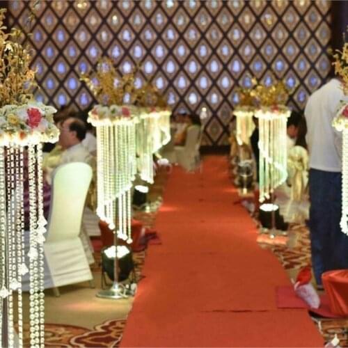 Wedding crystal pillars road lead centerpiece