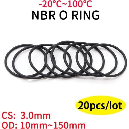 10pcs NBR O Ring Seal Gasket Thickness CS 3mm OD 10~80mm Nitrile Butadiene Rubber Spacer Oil Resistance Washer Round Shape Black