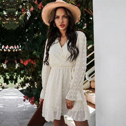 Spring Solid Color Jacquard Short Dress Women Casual High Waist Butterfly Sleeve Slim Mini Dress For Women New Fashion