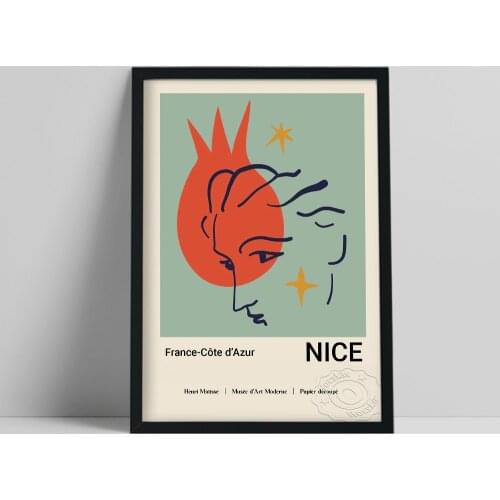 Henri Marisse Exhibition Poster, French Cote D'Azur Marisse Nice Art Prints, Vintage Abstract Face Decor, Impression Painting