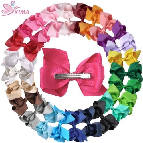 XIMA Hot Selling 25colors 4inch Grosgrain Ribbon Hair Ribbon Bows WITH CLIP for Hair Accessories 25pcs/lot