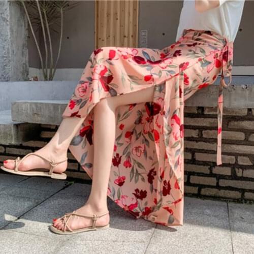 African Print Wrap Skirts Womens Vintage High Waist Summer Bohemian Ethnic Boho Split Skirt Floor Length Long Maxi Skirts Saia