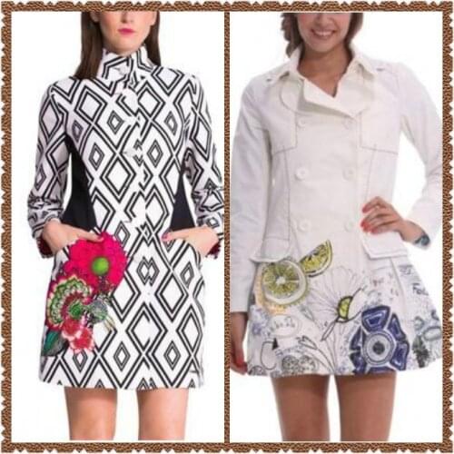 DESIGUAL spain womens print coat trench coat