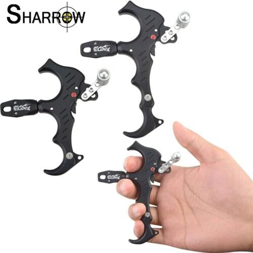 1pc Archery Release Aid 3 or 4 Finger Aluminum Alloy Grip Caliper 360 Degree Rotating Jaw For Compound Bow Hunting Accessories
