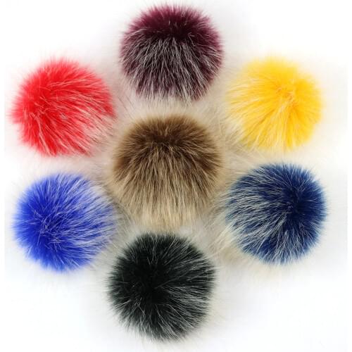 10cm 2pcs/lot Fox Fur Ball Polyester Eco-friendly Pompom Shagge Ball 7 Color Clothing Cap Decoration Sewing Accessories