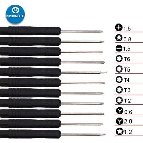 11pcs Screwdriver Set 1.5 Phillips 1.5 Slotted 0.6Y 2.0Y T2 T3 T4 T5 T6 0.8 Pentalobe Precision Screwdriver DIY Hand Repair Tool