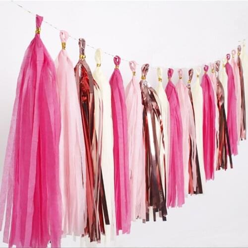 15 Pcs Tassel Garland Banners Flags DIY Baby Shower Gold Pink Blue Black Baptism Decoration Birthday Party Supplies Decor