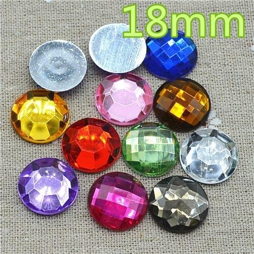 18mm 50pcs crystal color acrylic flat back rhinestones free shipping