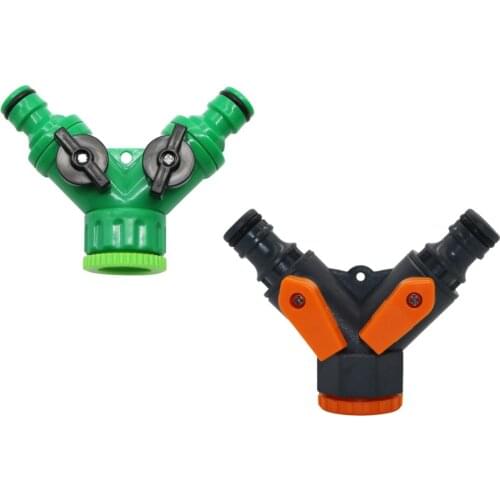 2-Way Valve with 1/2" to 3/4" Female thread Garden Hoses Pipes Splitters Tap Adapter Agriculture Pipe Fitting 2 Pcs