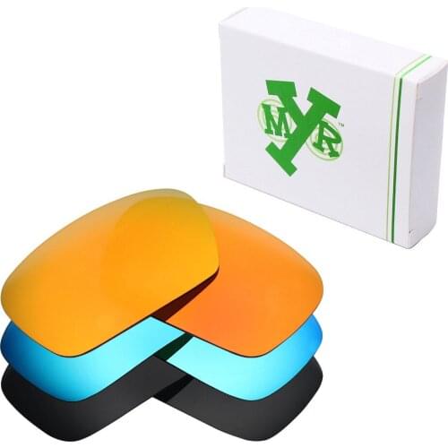 3 Pairs Mryok POLARIZED Replacement Lenses for Oakley Badman Sunglasses Stealth Black & Ice Blue & Fire Red