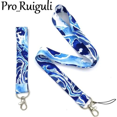 30pcs Kanagawa Hokusai Waves hand Wristlet Keychain Lanyards Id Badge Holder ID Card Pass Gym Mobile Phone Badge Holder Straps