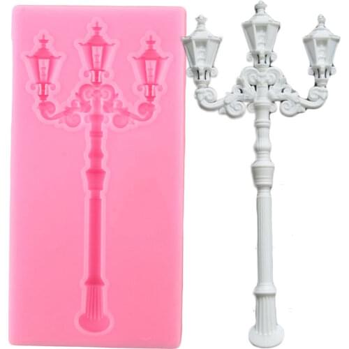 3D Craft Vintage European Style Lamp Silicone Molds Street Light Fondant Cake Decorating Tools Candy Chocolate Gumpaste Moulds