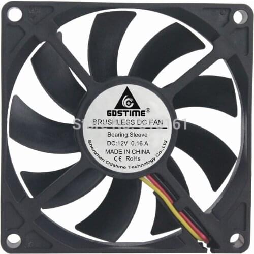 50pcs/lot Gdstime 80mm 8cm 12V 3Pin 80x15mm DC Brushless Cooling Case Fan For PC Computer Cooling