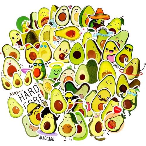 50pcs Cartoon Avocado Graffiti Stickers DIY Suitcase Notebook Snowboard Laptop Luggage Guitar PVC Cute Stickers