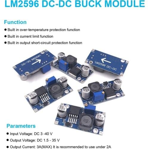6Pcs/lot LM2596 LM2596S DC-DC 3-40V to 1.5-35V Adjustable Step-down Power Supply Module