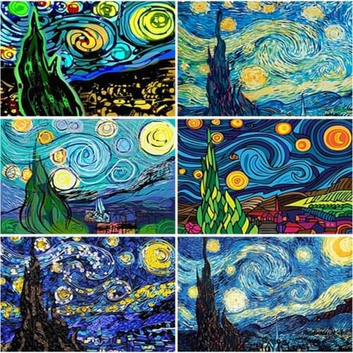 DIY 5D Diamond Embroidery Abstract Oil Painting Van Gogh Starry Night Cross Stitch Full Square/Round Drill Resin Art Home Decor