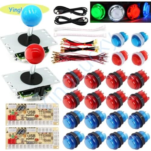 DIY Arcade kit with 5V led arcade push button SANWA Joystick USB Zero Delay encoder to PC / Raspberry Pi