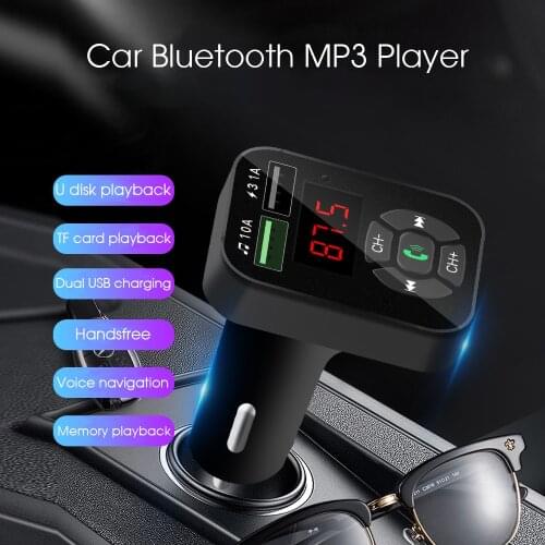 4.1A Handsfree FM Transmitter Aux Modulator Bluetooth 5.0 Car Kit Car Audio MP3 Player Adapter USB TF Card Quick Phone Charger