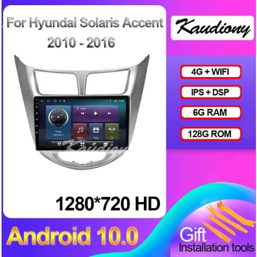 Kaudiony 9" Android 10.0 For Hyundai Solaris 1 Accent i25 Car DVD Multimedia Player Auto Radio GPS Navigation 4G DSP 2010-2016