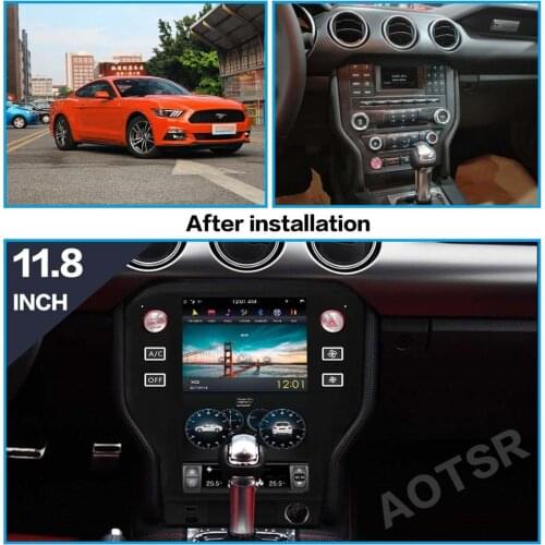 AOTSR Android 9 Car Radio Coche Tesla Screen Autoradio For Ford Mustang 2014 - 2019 GPS Navigation DSP PX6 Multimedia Player