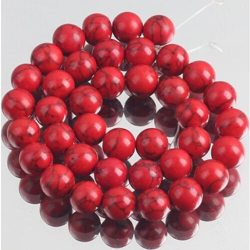 Red Howlite Shell Turquoises Stone Beads Round Loose Spacer Beads For Jewelry Making DIY Bracelet Accessories 4/6/8/10/12MM