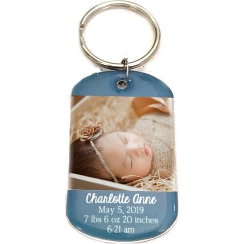 Personalized Birth Announcement Keychain New Baby Photo Keychain Custom Gift for Mom, Dad New Mom Gift Newborn Stats