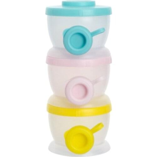 Airtight Food Storage Baby Milk Powder Dispenser 3 Compartments Container Stackable for Household Snack Fruit Snack H3CD