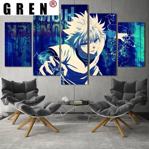 GREN Printed Canvas Paintings 5pcs Japan Character Anime Pictures Posters Wall Art Home Decor Modular HD Living Room Decoration