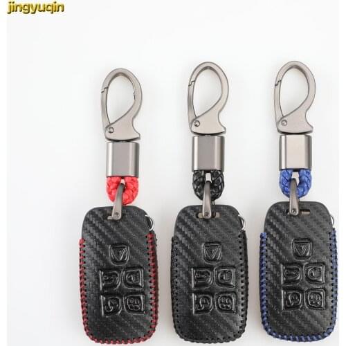 Jingyuqin Leather Carbon Remote Key Case for Land Rover A9 Range Rover Evoque Freelander 2 Jaguar XE XJ XJL XF C-X16 V12 Guitar
