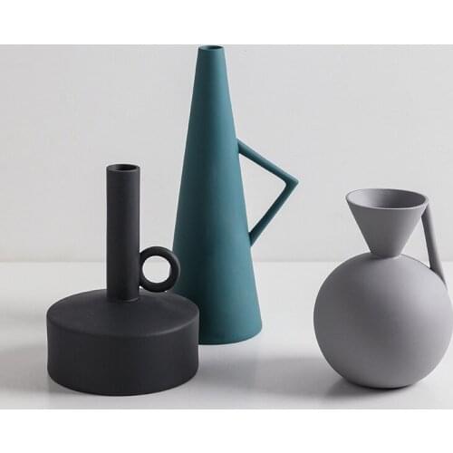Nordic ceramic vase ornaments home creative living room porch model room flower arrangement geometric art decorative flower