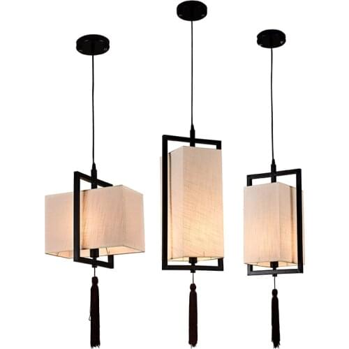 Chinese Solid Square Lantern Restaurant Pendant Lamp Balcony Corridor Study Room Hanging Lamp Coffee House Bedroom Pendant Lamps