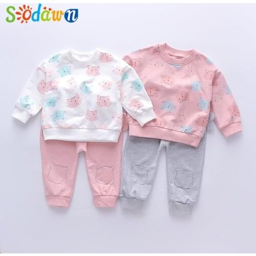 Sodawn Spring Autumn Cartoon Top+Pant 2Pcs Girl Sets Baby Girl Clothes Children Clothes For Newborns Clothing Sets