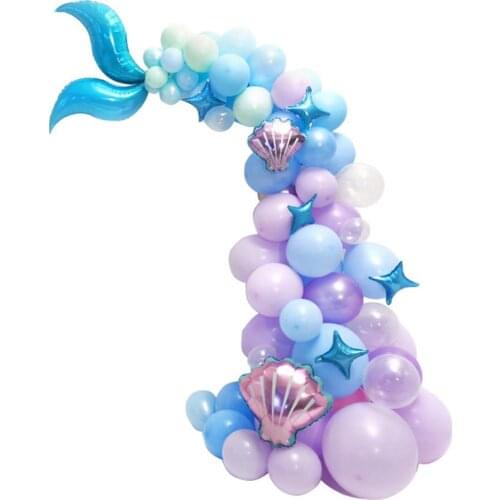 87Pcs Mermaid Tail Balloon Garland Set Latex Balloon Arch Wedding Baby Shower Girl Birthday Party DIY Decorations Supplies