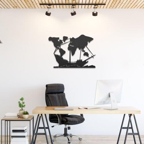 Ship Loaded with the World (60*46 cm) Metal Wall Art Modern English Large Wall Decor for Living Room Bedroom Office Home Decoration