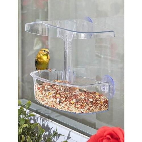 Creative Window Bird Feeders Clear Glass Window Viewing Bird Feed Hotel Table Peanut Hanging Suction Cups Bird For Pet Birds New